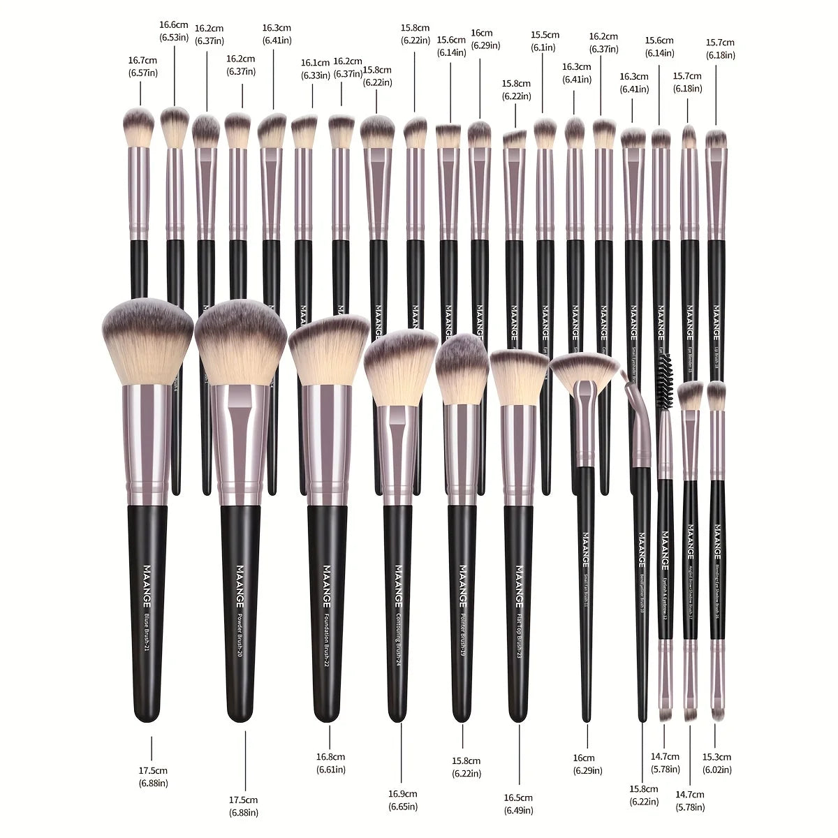 MAANGE-Ensemble de pinceaux de maquillage professionnels, outils de beauté avec sac, fond de teint, correcteur pour les yeux, poudre de fard à joues, 30 pièces