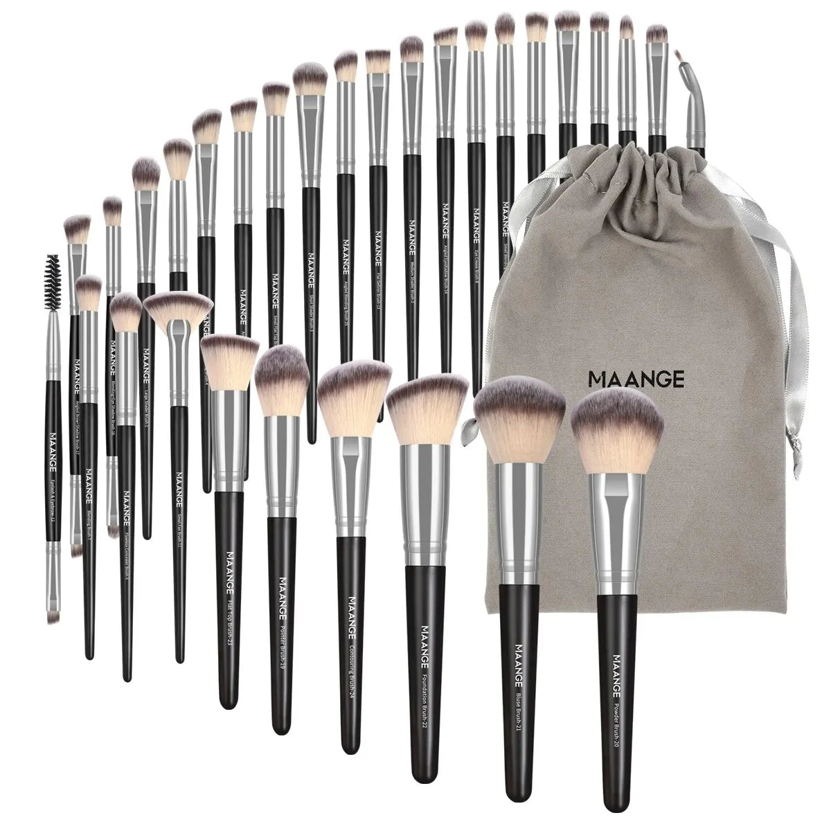 MAANGE-Ensemble de pinceaux de maquillage professionnels, outils de beauté avec sac, fond de teint, correcteur pour les yeux, poudre de fard à joues, 30 pièces