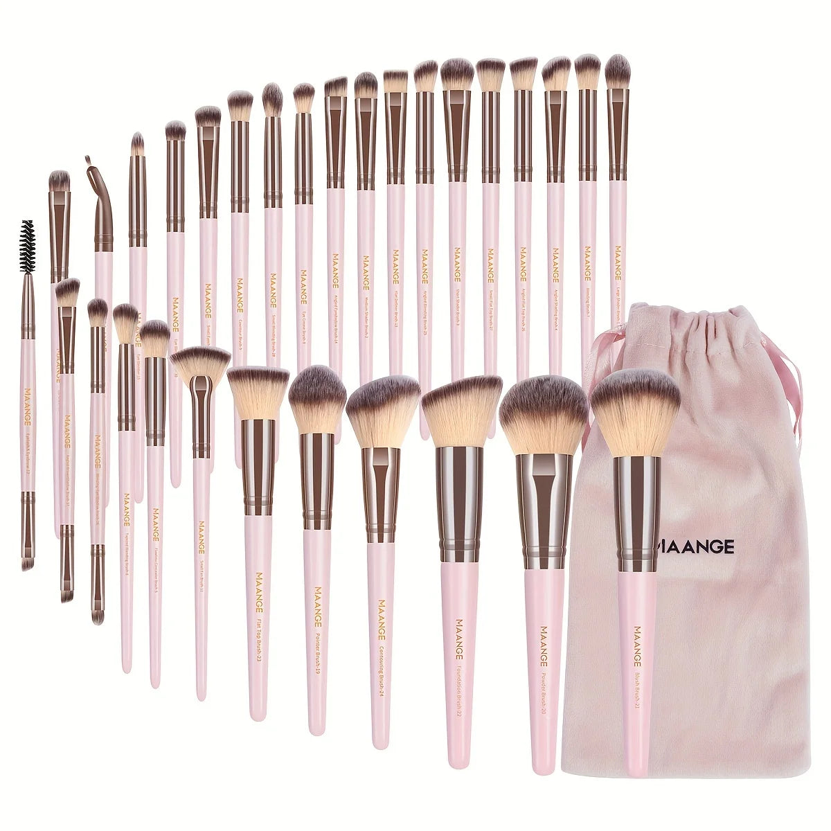 MAANGE-Ensemble de pinceaux de maquillage professionnels, outils de beauté avec sac, fond de teint, correcteur pour les yeux, poudre de fard à joues, 30 pièces