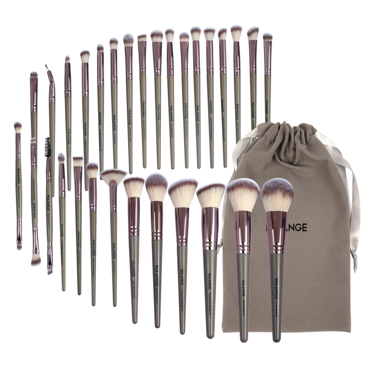 MAANGE-Ensemble de pinceaux de maquillage professionnels, outils de beauté avec sac, fond de teint, correcteur pour les yeux, poudre de fard à joues, 30 pièces